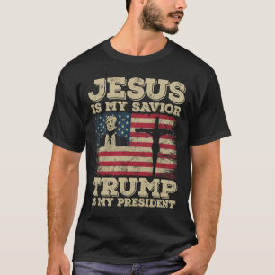 Camiseta Jesus É Meu Salvador Trump É Meu Presidente Trump 