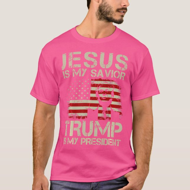 Camiseta Jesus É Meu Salvador Trump É Meu Presidente Trump  (Frente)