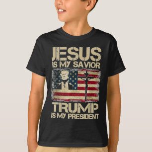 Camiseta Jesus É Meu Salvador Trump Meu Presidente Co Crist