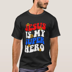 Camiseta Jesus É Meu Super-herói Flor Cristã Religiosa