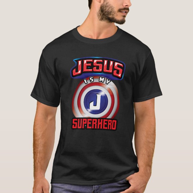 Camiseta Jesus É Meu Super-Herói Presente Cristão Poderoso  (Frente)