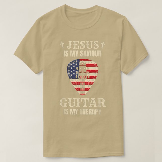 Camiseta Jesus é meu violão salvador é minha terapia para u (Frente do Design)