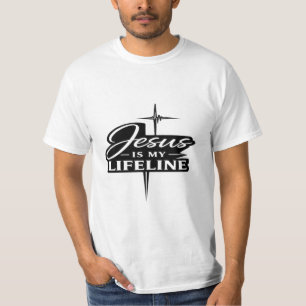 Camiseta Jesus é Minha Linha da Vida Gráfico de Fé Cristã