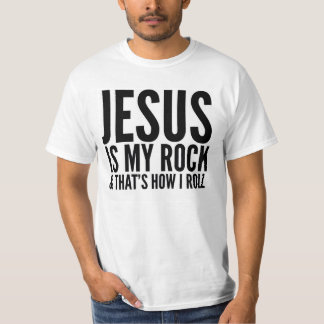 CAMISETA JESUS É MINHA ROCHA & AQUELA É COMO EU ROLO O