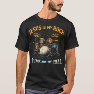 Camiseta Jesus É Minha Rocha Tambores São Meu Cristão Rolan