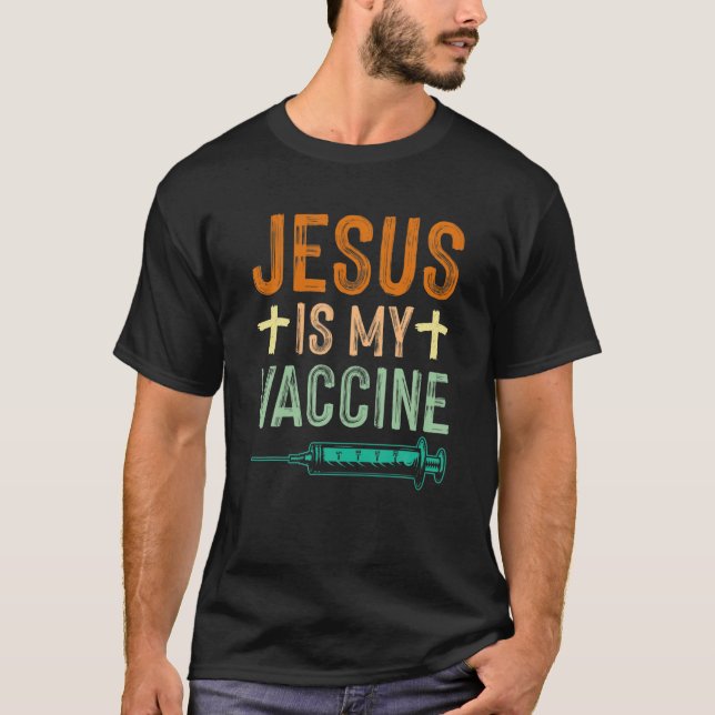 Camiseta Jesus é minha vacina, fé cristã Jesus anti-Vax (Frente)