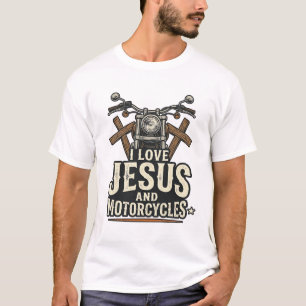 Camiseta Jesus e Motocicletas Desenho de Cristão Motociclis