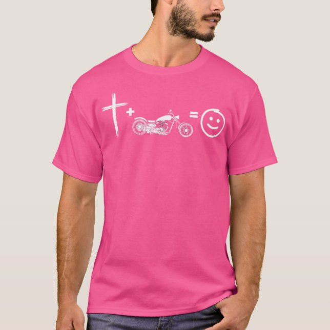Camiseta Jesus E Motocicletas Me Torna Feliz Christi Engraç (Frente)