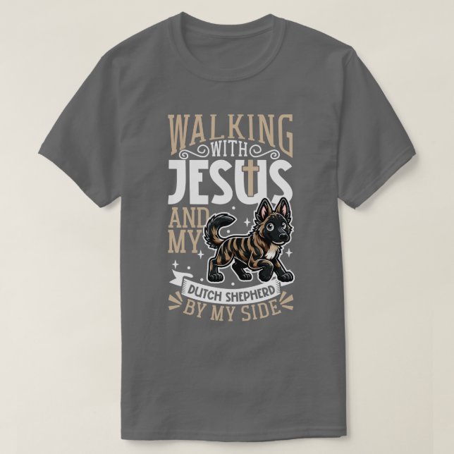 Camiseta Jesus e o cão pastor holandês (Frente do Design)