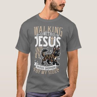 Camiseta Jesus e o cão pastor holandês