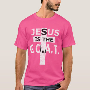 Camiseta Jesus É O Design do G.O.A.T. Com O Cross Weathered