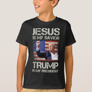 Camiseta Jesus é o meu salvador é o meu presidente american