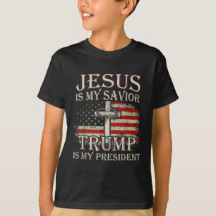 Camiseta Jesus é o meu salvador é o meu presidente american