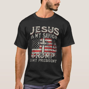 Camiseta Jesus é o meu salvador é o meu presidente american