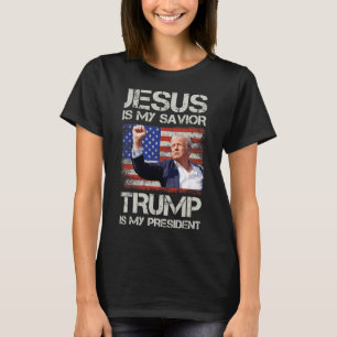Camiseta Jesus é o meu salvador é o meu presidente american