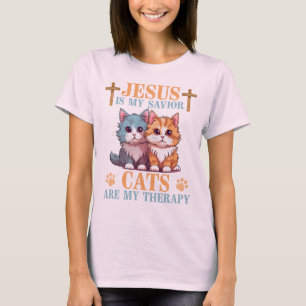 Camiseta Jesus é o meu salvador os gatos são o meu cristão