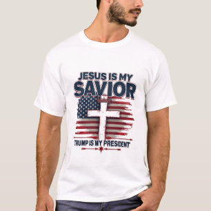 Camiseta Jesus é o meu salvador Trump é meu presidente engr