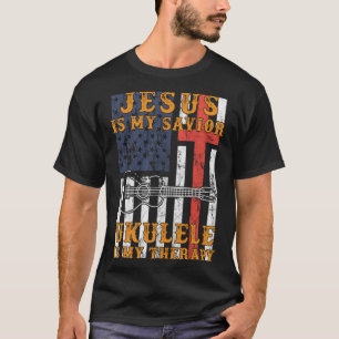 Camiseta Jesus é o meu salvador Ukulele é o meu refúgio de 