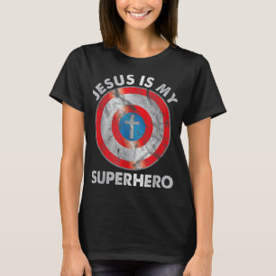 Camiseta Jesus é o meu super-herói cristão Jesus amava home