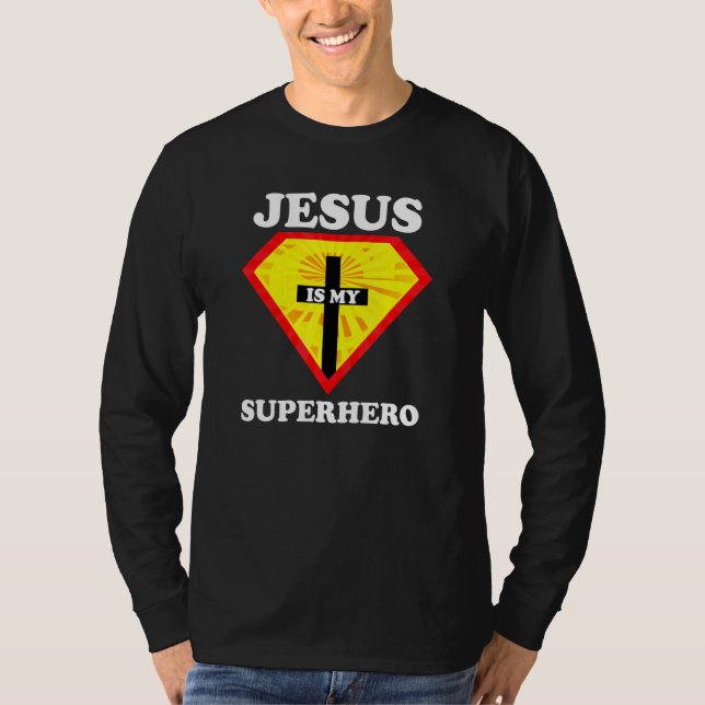Camiseta Jesus É O Meu Super-Herói Poderoso, Cristão. (Frente)