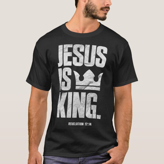 Camiseta Jesus é o rei cristão das escrituras de Bíblia (Frente)