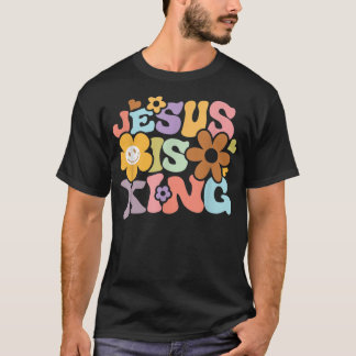 Camiseta Jesus é o rei Flor, Hippie colorido