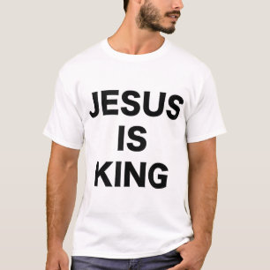 Camiseta Jesus é o Rei Negrito Texto Negro Cristão Religios