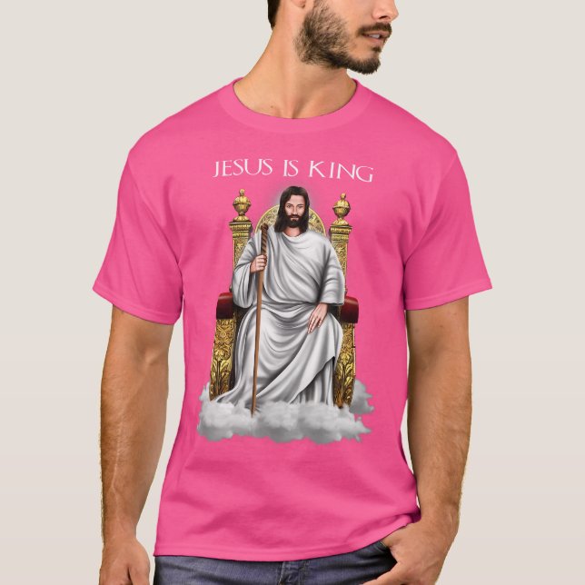 Camiseta Jesus É O Rei Roupa Para Homens Mulheres E Criança (Frente)