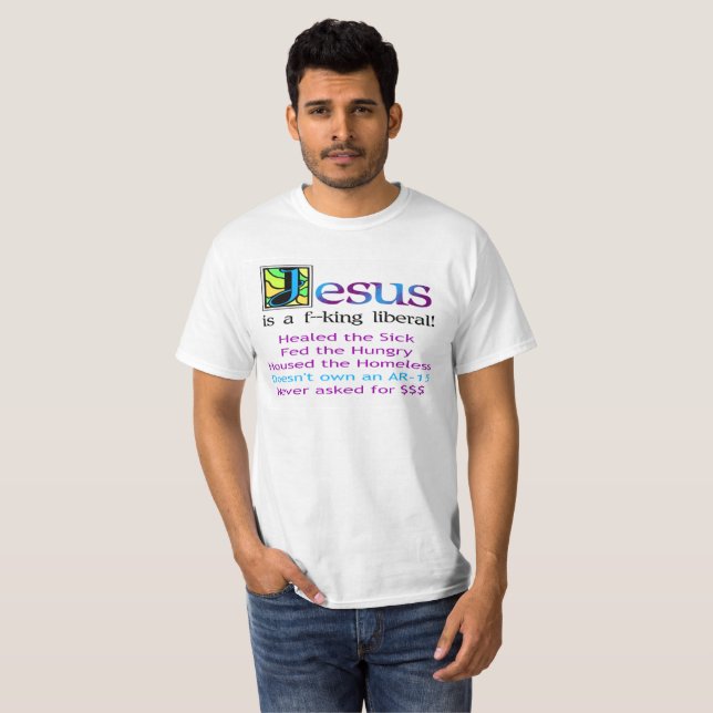 Camiseta Jesus é um f--liberal do rei! (Frente Completa)