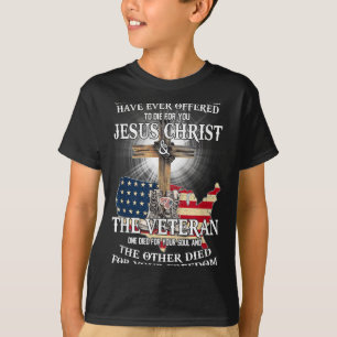 Camiseta Jesus E Veterano, Morreu Pela Sua Alma E Pelo Seu