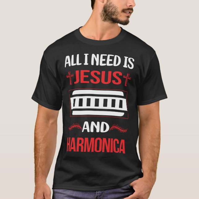 Camiseta Jesus engraçado gaita harmônica (Frente)