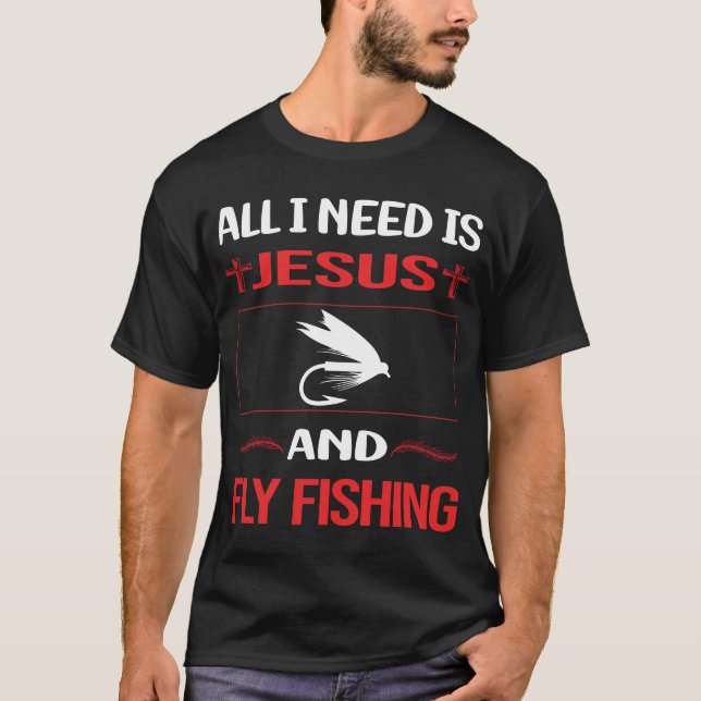 Camiseta Jesus Engraçado na Pesca com Mosca (Frente)