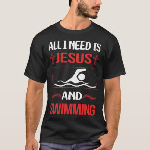 Camiseta Jesus engraçado nadando Natação Nadador