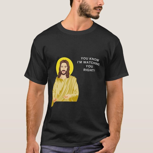 Camiseta Jesus está assistindo vocês, homens engraçados cat (Frente)