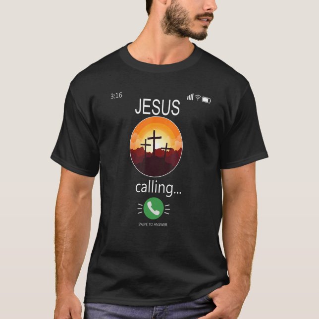 Camiseta Jesus Está Chamando Celular Cristão (Frente)