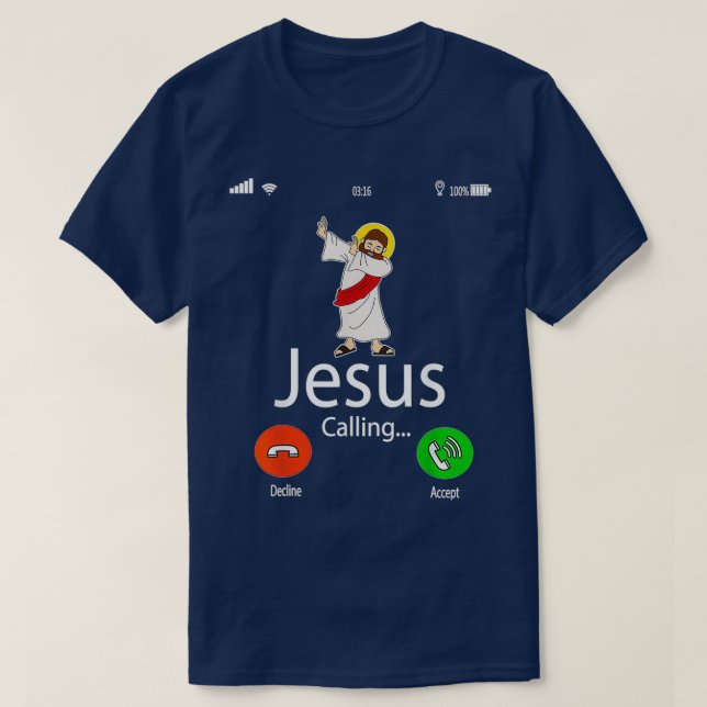 Camiseta Jesus Está Chamando Presente De Natal (Frente do Design)