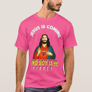Camiseta Jesus Está Chegando E Rapaz É Uma Religião Engraça