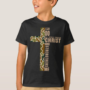Camiseta Jesus Eu Posso Fazer Todas as Coisas Através de Cr