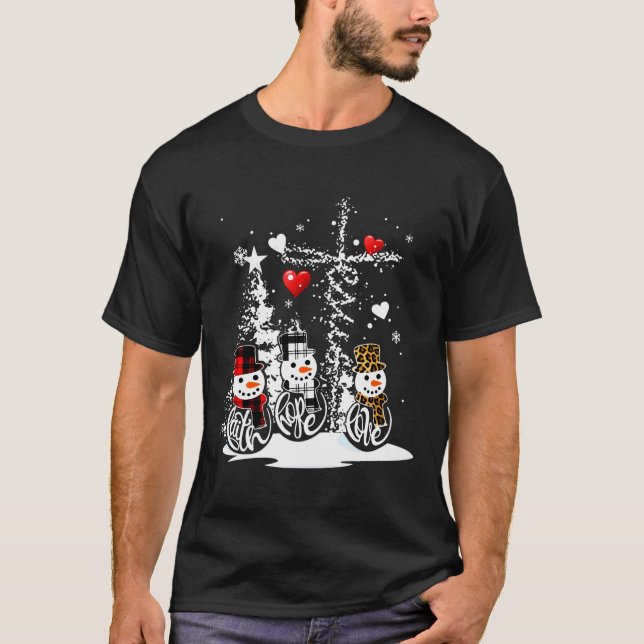 Camiseta Jesus Faith Love Snowman Christia (Frente)