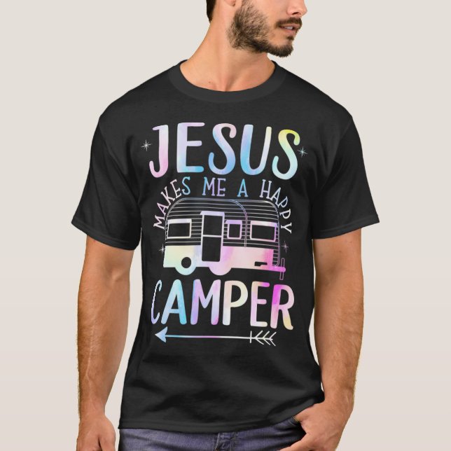 Camiseta Jesus Faz De Mim Um Feliz Acampamento RV (Frente)