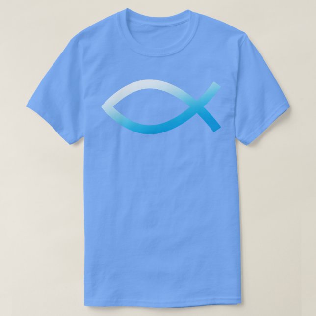 Camiseta Jesus Fish Ichtys Christian Blue (Frente do Design)