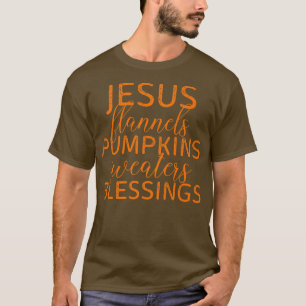Camiseta Jesus Flannels Pumpkins Sweater Bênçãos Caiam