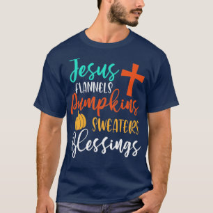 Camiseta Jesus Flannels Pumpkins Sweater Bênçãos Caiam