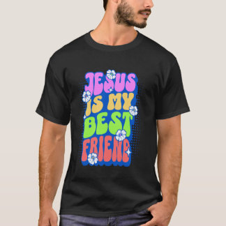 Camiseta Jesus Floral É Meu Melhor Amigo Citação Católica p