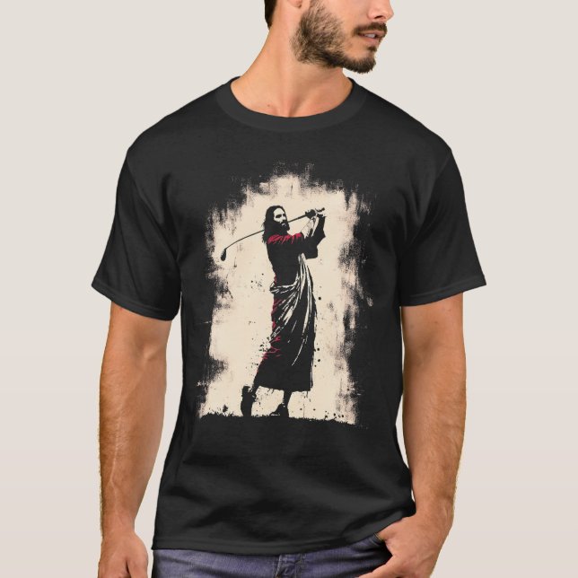 Camiseta Jesus Golfer Engraçado Esportes Religiosos Cristão (Frente)