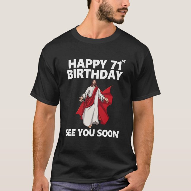 Camiseta Jesus Happy 71ruas Aniversário Vejo Você Logo Chri (Frente)