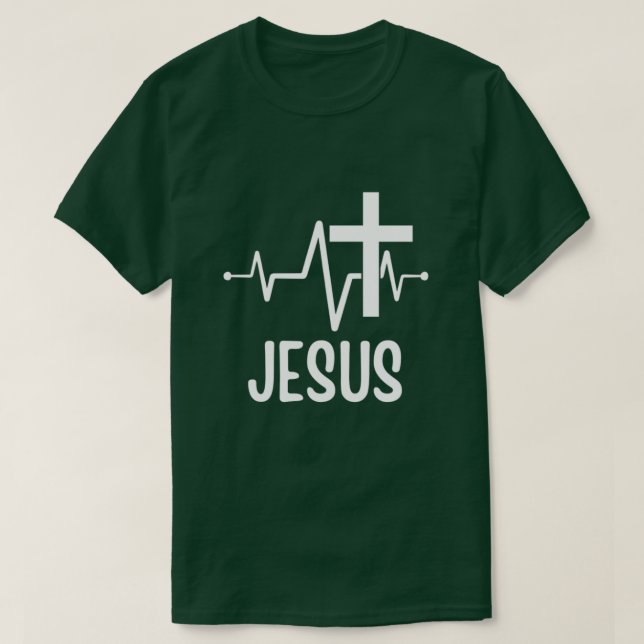 Camiseta Jesus Heartbeat Christian Unisex T Shirt (Frente do Design)