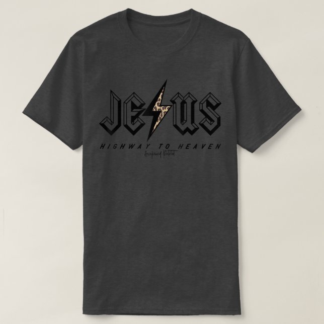 Camiseta Jesus Highway to Heaven Rock N Roll Style Christia (Frente do Design)