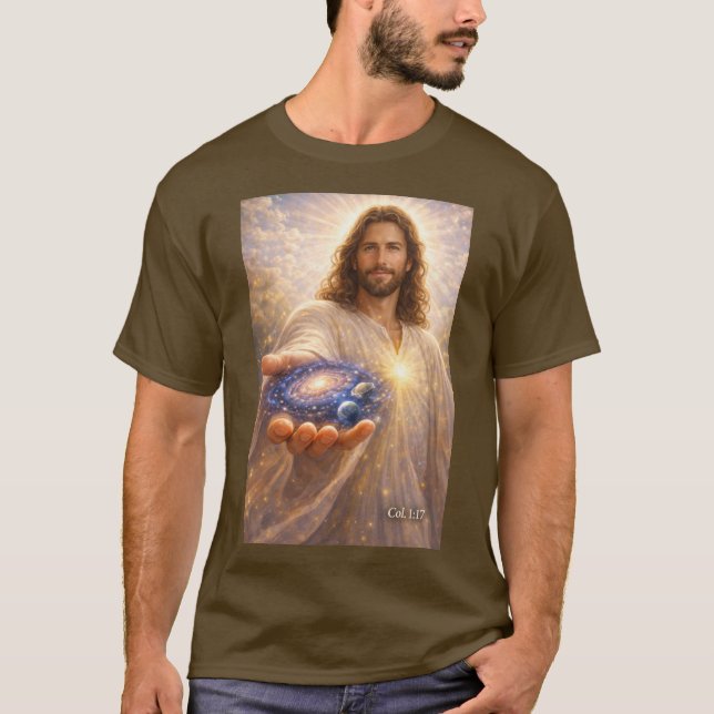 Camiseta Jesus holding the universe in His hands T-Shirt (Frente)
