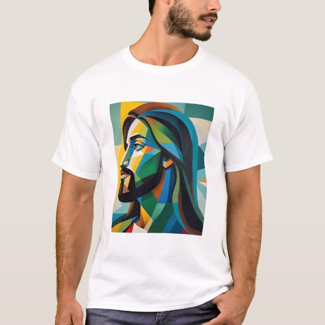 Camiseta Jesus in green cubism 6 (Frente)